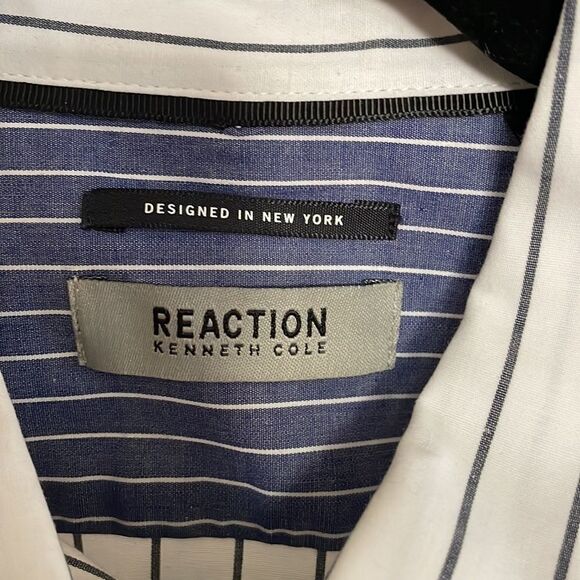 Men’s button down striped shirt| Reaction by Kenneth Cole | Size medium - Picture 2 of 6